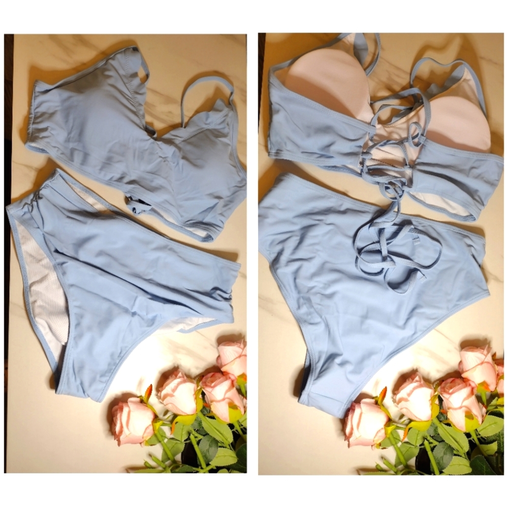 🆕 Zaful blue high rise bikini set